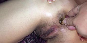 Inserting Butt plug in tight Mature Milf  ass