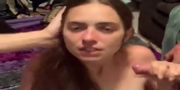 Ms Moon sucks and deep throats two cocks 