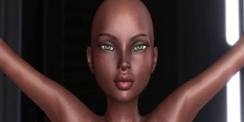 3DXPASSION - Sexy sci-fi female alien plays with a black girl in the space station