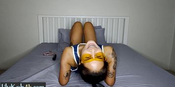 Wet petite Asian teen fucked herself with sex toy after passion posing (Lily Koh)