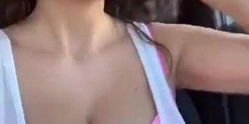 Horny Big Titied MILF pulls over to masturbate on public street