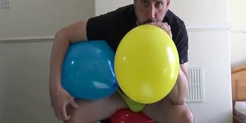 Blowing up, bursting, popping, sitting on and wanking on balloons preview