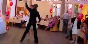 Acrobatic wedding dance reveals panties