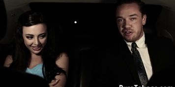 Deepthroating teen gangbanged on prom night
