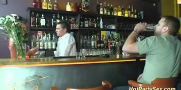 cum drinking teen in club
