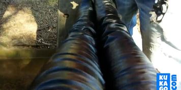 Cum on Boots in Public Park
