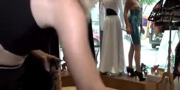 Euro girl anal gangbanged in public