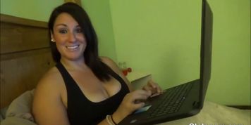 Cute BBW brunette tries anal for the first time