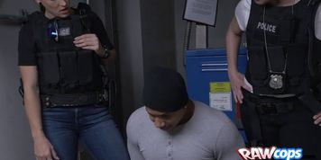 Interracial threesome with two horny fat cops that are thirsty of a massive black cock at the hood