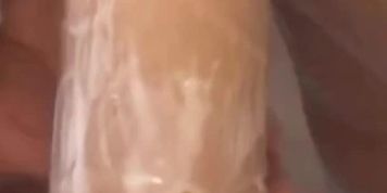 Having fun with a dildo in the bathroom while my husband is working - AmatureHub