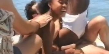 Fun at the beach with ebony