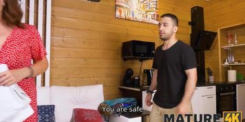 MATURE4K. Cute woman over fifty is humped by boy who invites her to sauna