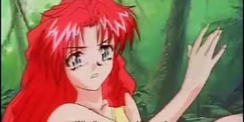 Tied hentai brutally fucked by bandits in the forest