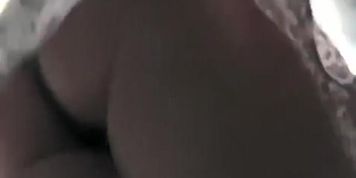 Purple panties under short dress in bus