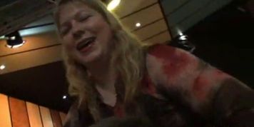 FATTYPUB - Fat chick strips and gives head in the bar