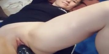 Lizzy anal Masturbation with huge dildo showing her sexy Naked body 