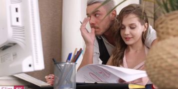 Adorable brunette secretary gets her ass ravaged by a kinky boss of hers