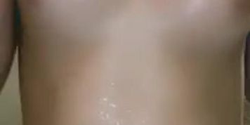 Wetting my T-Shirt in shower while playing with boobs