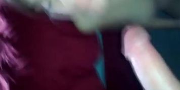 Dark haired cutie sucking my boner and gets fucked