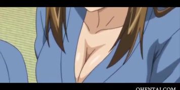 Naked little hentai girl gives BJ and titjob