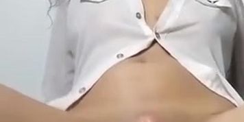 (long, 9:16) Latina 18+ Schoolgirl Records A Clip For Her English Teacher. Her Pussy Lips Are Wet And She Rides Dildo