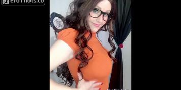 Angie Griffin orange shirt no bra 1 (Angie Kiss)