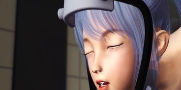 3DXPASSION - Cute japanese colegge sexy girl playing with fuck machine
