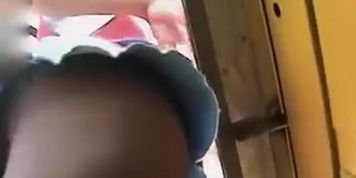 Upskirt of an ice cream lady