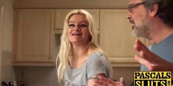 Tattoed blonde Jakki Louise gets fucked by guys big fat dick