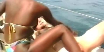 Lovely black girl banged on beach