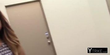 Lustful asian indulging on a fat stranger cock