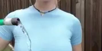 Gracecharisxo getting wet in the garden