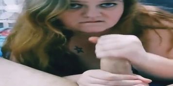 Cute Blue Eyed Milf Milks Dick For Cum Fountain!