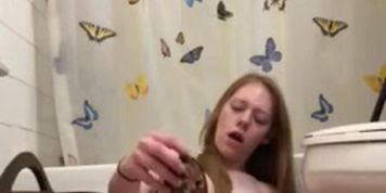 Naughty Teen Dildos in Bathroom