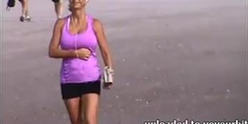 candid sexy milf huge jiggly boobs walking slow mo
