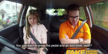 Fake Driving School Hot and lonely blonde Russian fucked to orgasm in car