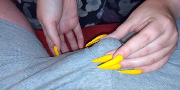 My Yellow Long Nails Lead To Premature Cumshot In Tight Underwear