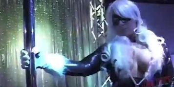 black kitty POV superheroine stripper