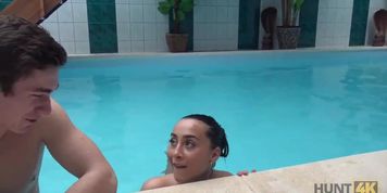 HUNT4K. Brunette Lassie is ready to please the owner of the small spa