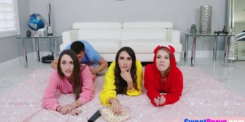 Big cocked stepbro crashes slumper party to fuck teens