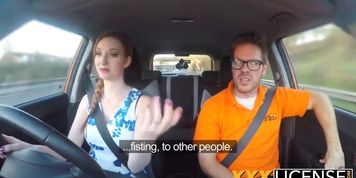 Sexy Redhead Zara Durose Sucking Dick And Making Fake Driving Instructor Cum In Her Pussy