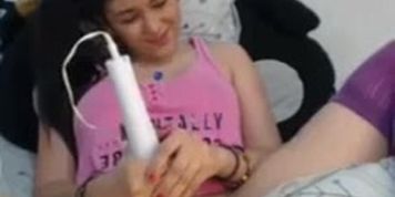 Teen girl loves to play with her vibe