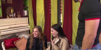 Before they were famous - Dellai twin sisters fuck a big lucky guy