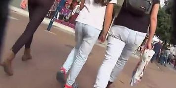Tights hold her ass like a glove would