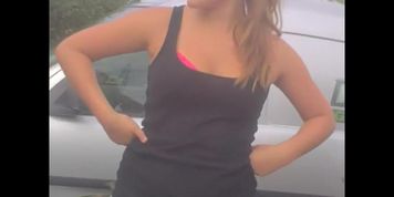 Blonde chick has the fantastic full tits down blouse