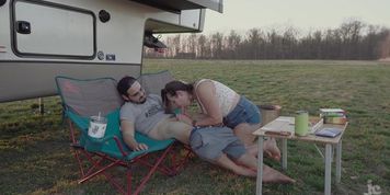 Would you go camping with us? Quick outdoor screw PAWG creampie (Alita Angel, Serenity Cox)