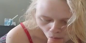Sloppy BJ w/ Sexy Blonde Teen Cum in Mouth