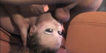 Curly haired redhead gets face fucked and pounded anally