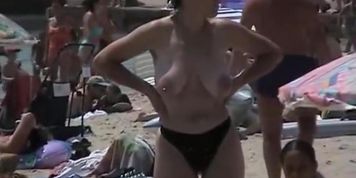 Nude beach adventure of fabulous little bimbos exposing their tight bodies