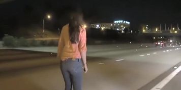 Stupid brunette risks her life for nothing